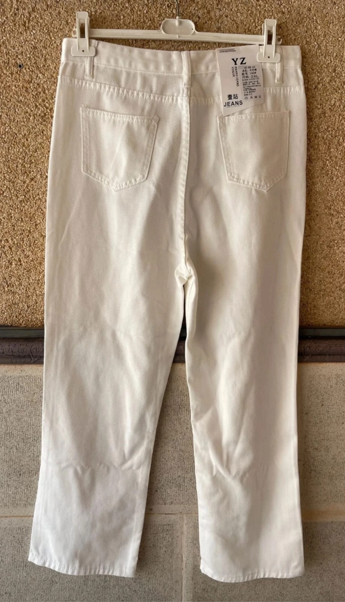 Jeans Blanco Roto Recto YZ Jeans • Talla 2XL • Nuevo con Etiqueta – photo 2